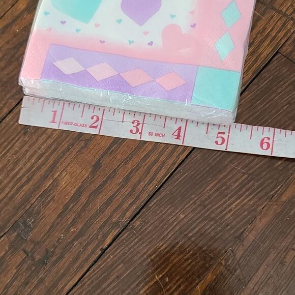 Vintage 80s Kawaii Pastel Girly Hearts Cocktail Napkins Birthday Party Pink - Picture 9 of 10